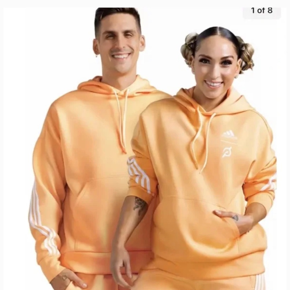 Peloton Adidas Orange Hooded Sweatshirt size M